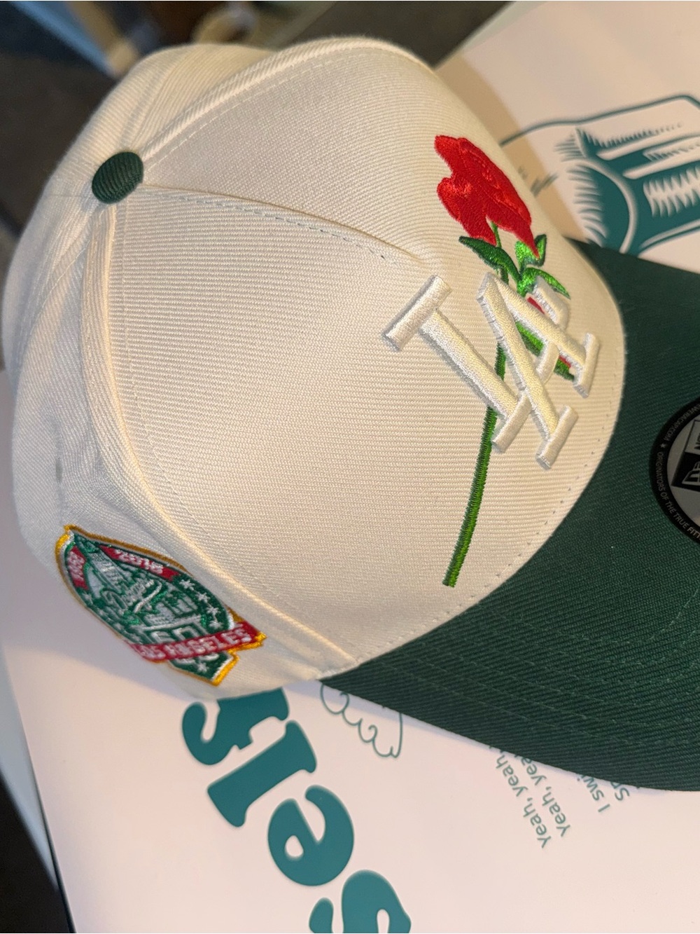 New Era White & Green LA Dodgers Adjustable Cap